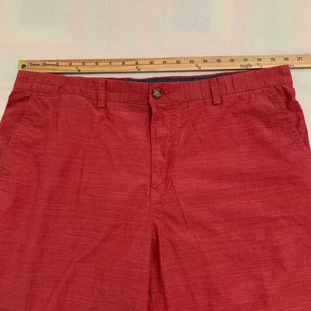 Tommy Hilfiger Chino Shorts Men 40 Red Micro-Strip Classic Fit Cotton 10